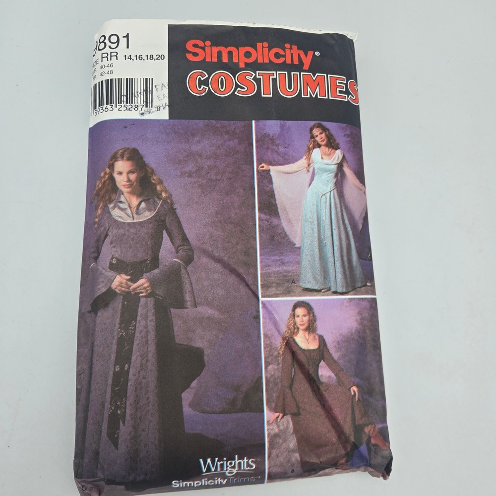 Simplicity 9891 Medieval‎ Renaissance Gown Pattern Women Size 14-20 RR Uncut